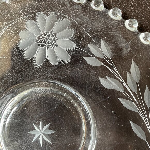 Vintage Imperial Candlewick 2 Handle Serving Plate w/ W.J. Hughes Etching - Picture 4 of 5